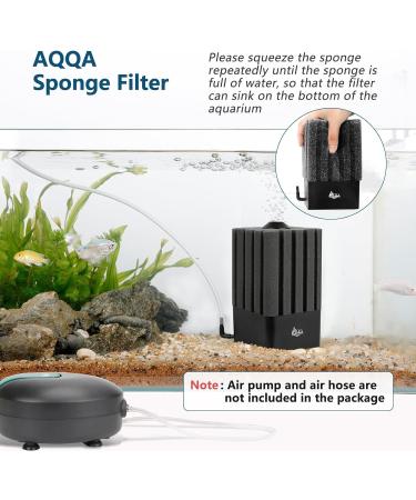 AQQA Quiet Aquarium Sponge Filter - Optimal Biological & Mechanical Filtration for 30-250L Aquariums - Buy Online on GoSupps.com