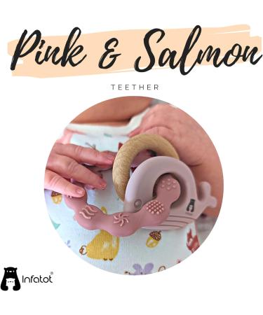 Infatot Teething Toys for Baby - MultiTexture Silicone Teethers 0-6 Months - Pink/Salmon - Buy Online on GoSupps.com