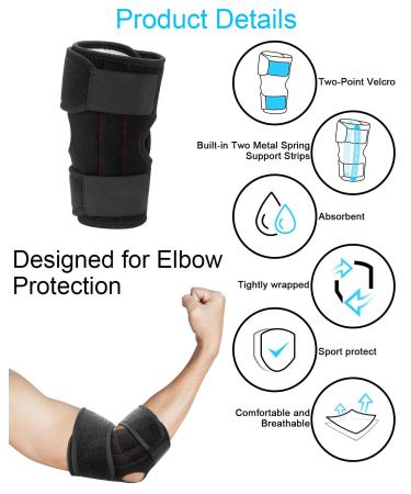 Elbow Brace with Dual-Spring Stabilizer | Adjustable Golfers Elbow Support for Arthritis & Tendonitis | Pain Relief for Men & Women - Buy Online on GoSupps.com