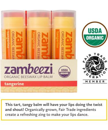 ZAMBEEZI Organic Fair Trade Tangerine Beeswax Lip Balm 3 Pack - 0.15 Ounce (Pack of 3) - Buy Online on GoSupps.com