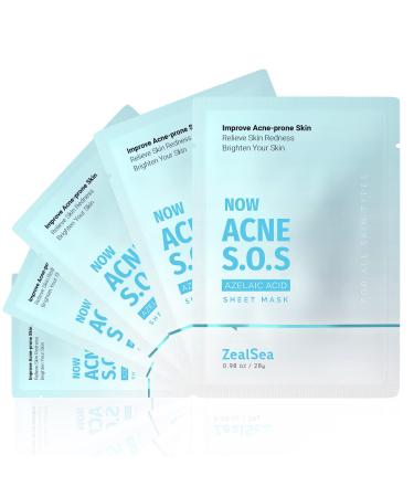 ZealSea Azalea Acid Sheet Mask of Acne Relief Calm Moisturizing Face Mask Skin Care Blemish Control Acne Face Mask Centella Cotton Cloth Repair Skin Soothe Redness Glowing New Skin (acne mask 5) 1 Count (Pack of 5)