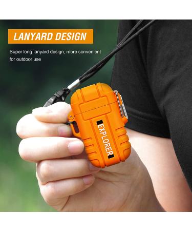 Lafagiet Waterproof Arc Lighter, Outdoor Dual Plasma Arc Lighter, USB Rechargeable Flameless Electric Lighters for Camping, Hiking, Survival Tactical (Orange) - Buy Online on GoSupps.com