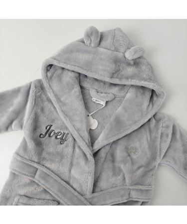 Personalized Baby Kids Matching Dressing Gown Set | Plush Fleece Robe | Embroidered Gift | 6-12 Months | Grey - Buy Online on GoSupps.com