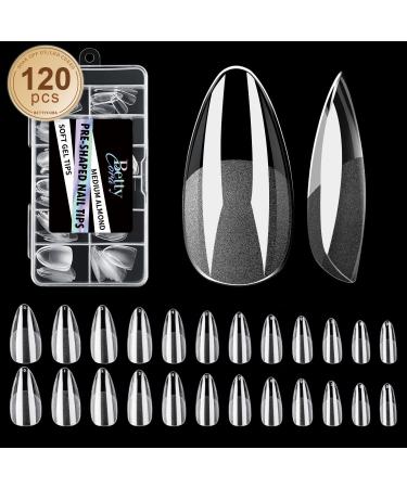 Bettycora Soft Gel Almond Nail Tips - 120Pcs Medium Pre-Shape False Nails for Acrylic Extensions - Buy Online on GoSupps.com