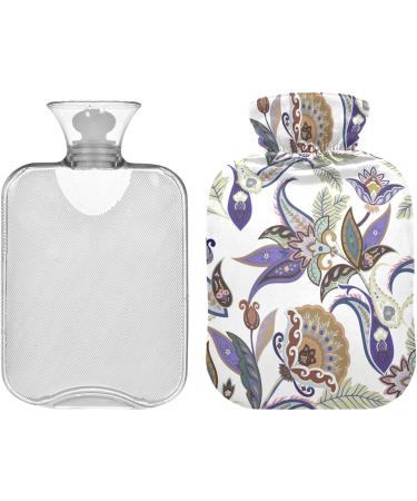 Naanle Hot Water Bottle with Paisley Flower Cover - 2L Transparent Heat Bottle for Back Pain Relief Hand/Foot Warmer Neck Warmth & Cold Therapy - International Shipping Available - Buy Online on GoSupps.com