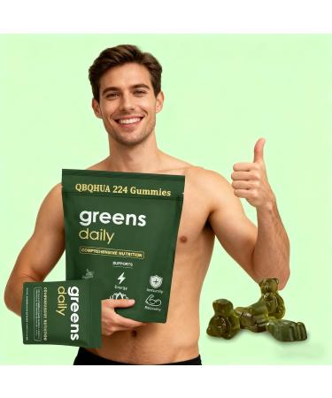 QBQHUA Greens Gummies with Chlorella and Spirulina Maintain Immunity Digestive and Gut Health Support 224 Count - Buy Online on GoSupps.com