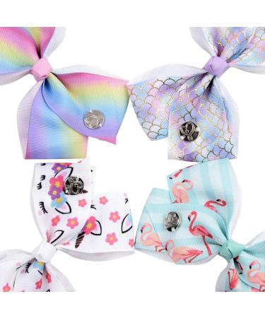 LABOTA 12pcs Siwa Bows Hair Clips - Mermaid Unicorn Rainbow Grosgrain Ribbon Barrettes for Girls - 5 Inches - Birthday Gift for Kids and Teens - Buy Online on GoSupps.com