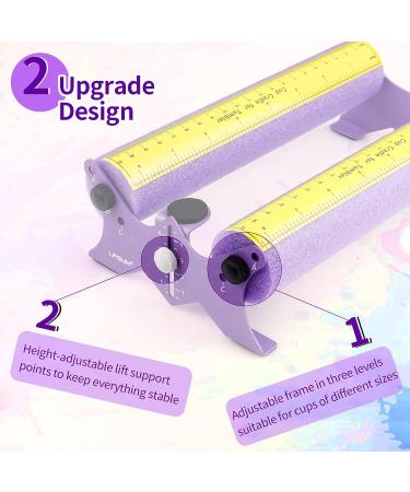 Purple Cup Cradle - Hand-Free Foam Cup Holder with Measurements for Tumblers, Glasses, Bottles - Cuptisserie Storage Accessory Base - Buy Online on GoSupps.com