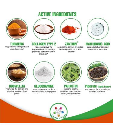 Spectra Joint Support Supplement with Glucosamine, Turmeric, Boswellia, Paractin, Collagen & Hyaluronic Acid - 90 Capsules - Buy Online on GoSupps.com