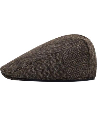 STARANCE Men's Wool Blend Newsboy Ivy Hat Tweed Flat Cap Herringbone Coffee 7 1/4 - Buy Online on GoSupps.com