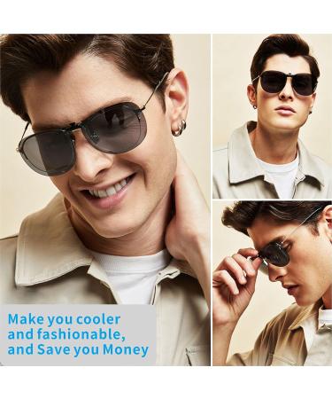 Polarized Clip-On Flip-Up Rimless Sunglasses for Men & Women | Lightweight Anti-Glare Clips for Prescription & Reading Glasses - Case Included - Buy Online on GoSupps.com