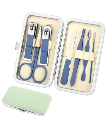 simarro Travel Manicure Set 7 in 1 Manicure Pedicure Kit for Women Stainless Steel Nail Clipper Personal Care Nail Tools Kit for Home Workplace Outdoor Travel(Ocean Blue)