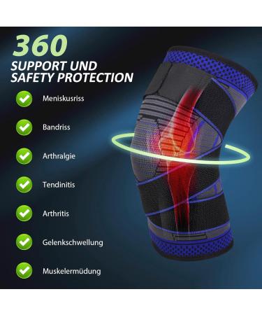 Ruilala Knee Support - Compression Band for Men & Women - Ideal for Meniscal Tear Arthritis & Tendon Inflammation - Blue Size M - Perfect for Fitness & Weightlifting - Buy Online on GoSupps.com