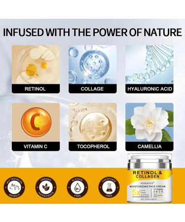 Retinol Cream for Face with Collagen and Hyaluronic Acid - Anti Aging Wrinkle Cream for Women and Men - Day and Night Facial Moisturizer for Tightening and Skin Firming - Crema Hidratante Para la Cara - Buy Online on GoSupps.com