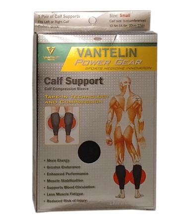Vantelin Calf Support - Calf & Shin Splint Compression Sleeve for Pain & Fatigue Relief Black 1 Pair Japan (Small(12.5-14.5"))