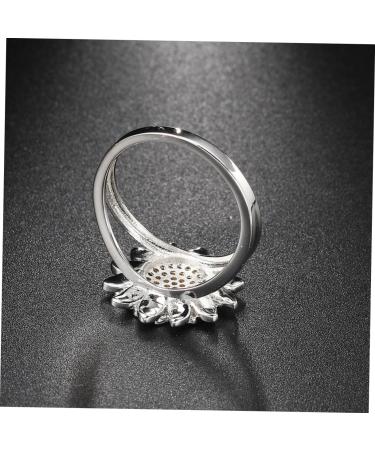 Abaodam sunflower ring women's rings in remembrance gifts trendy rings minimalist rings you are my ring sun flower gifts ring sunflower jewelry for women promise rings finger rings girl 2x2CM Silver - Buy Online on GoSupps.com