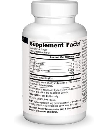 Source Naturals FOS 1000 mg - 100 Tablets | Premium Fructooligosaccharides Supplement - Buy Online on GoSupps.com