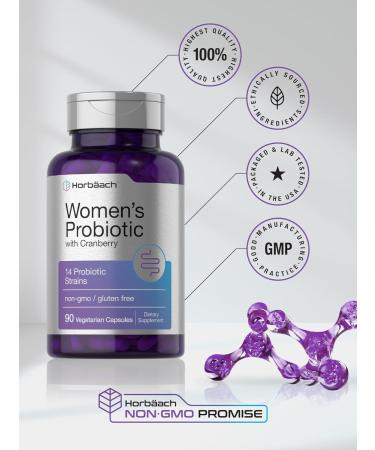 Horb ach Probiotic for Women with Cranberry | 90 Vegetarian Capsules | Dietary Supplement with 14 Probiotic Strains | Non-GMO Gluten Free Supplement - Buy Online on GoSupps.com