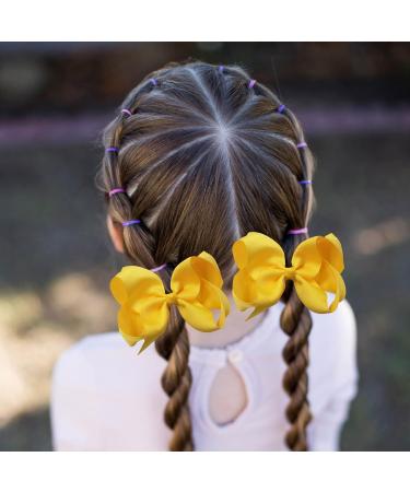 6 Inch Yellow Ribbon Hair Bow Clips Set - Girls Women Hair Accessories for Ponytails, Cheerleading - Birthday Christmas Valentine Wedding - Buy Online on GoSupps.com