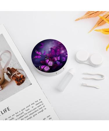 Purple Butterflies Contact Lens Case | Travel-Friendly Lens Care Box | Durable Plastic Design - Buy Online on GoSupps.com