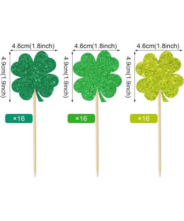 JarThenaAMCS 48Pcs St Patrick's Day Cupcake Topper 3 Glitter Green Color Shamrock Cupcake Picks Lucky Clover Food Picks for Irish Holiday Supplies Cake Decorations - Buy Online on GoSupps.com
