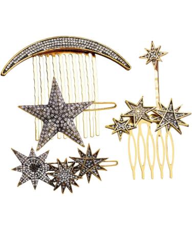 FOMIYES 3 Sets Star Moon Hairpin Retro Hair Side Comb Star Hair Accessories Metal Hair Clips Moon Decorations Wedding Headpiece for Bride Star Decor Alloy Rhinestones Hair Piece Bridesmaid - Buy Online on GoSupps.com
