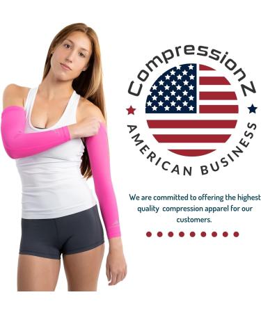 CompressionZ UV Protection Compression Arm Sleeves Pink XS for Men & Women - Buy Online on GoSupps.com