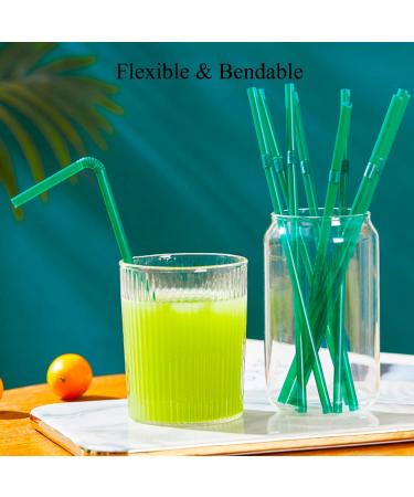 FOREVERIE 100 Count Green Flexible Plastic Drinking Disposable Straws Individually Wrapped Regular 0.24 Inch Diameter 8.27 Inches Length Soft Thin Stretchable - Buy Online on GoSupps.com