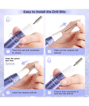 Belle 30000RPM Cordless Electric Nail Drill Kit | Portable Manicure Pedicure Tool with 3 Speeds | Wireless Machine for Acrylic Nails | Professional Care at Home or Salon - Purple - Buy Online on GoSupps.com