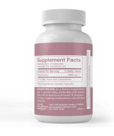 PURE ORIGINAL INGREDIENTS Inositol (100 Capsules) Always Pure No Additives Or Fillers - Buy Online on GoSupps.com