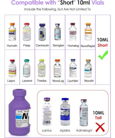 YOUSHARES Insulin Vial Cover - Durable Silicone Protector for 10ml Short Insulin Vials Soft & Flexible Diabetes Care Case (Purple) - International Shipping Available - Buy Online on GoSupps.com