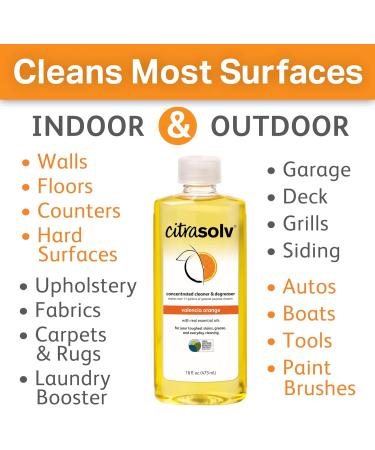Citra Solv Concentrated Household Cleaner & Degreaser - Valencia Orange Scent | Natural Biodegradable & Effective | 16 Fl Oz Made in USA - Buy Online on GoSupps.com