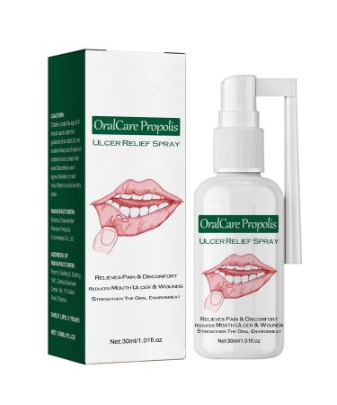 Mouth Ulcer Treatment Spray 30ml Mouth Ulcer Spray OralCare Propolis Ulcer Relief Spray for Wound Protection & Relief Canker Sore Treatment Herbal Mouth Spray Breath Spray for Bad Breath (1)