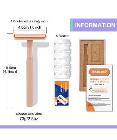 Reusable Double Edge Safety Razor for Women - Includes 5 Platinum Coated Blades | Travel Essentials for Effortless Shaving in Beige - Buy Online on GoSupps.com