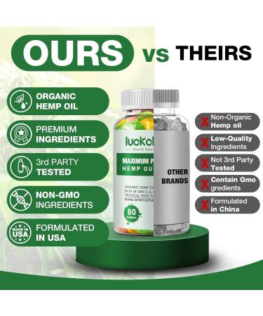 (2 Packs) Hemp Gummies High Potency for Sleep Pain Anxiety - Advanced Extra Strength Supplement with Pure Hemp Oil Extract - 100% Natural H mp Gummy for Adults - Buy Online on GoSupps.com