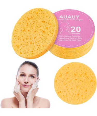 AUAUY Compressed Facial Sponges 20 Count Cellulose Facial Sponges for Daily Cleansing 100% Natural Wood Pulp Cotton Face Washing Sponge for Facial Cleansing Exfoliating Mask Makeup Removal 20 Beige - Buy Online on GoSupps.com