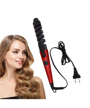 Hair Curling Wand Portable Hair Curler | Hair Straightener and Curler 2 in 1 Portable Automatic Hair Curler Wand for Long Short Hair Red US