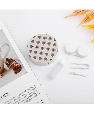 Cute Schnauzer Dog Face Round Case For Contact Lens Kit Storage Box with Mirror Printed - Buy Online on GoSupps.com