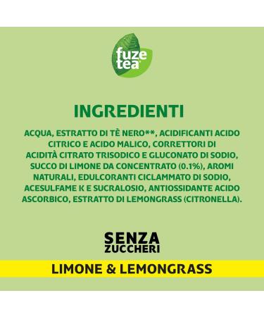  Fuze FuzeTea Lemon and Lemongrass Sugar-Free - 12 x 400ml bottles iced lemon tea with a hint of lemongrass sugar-free in a 100% recyclable PET bottle non-alcoholic beverage - Buy Online on GoSupps.com
