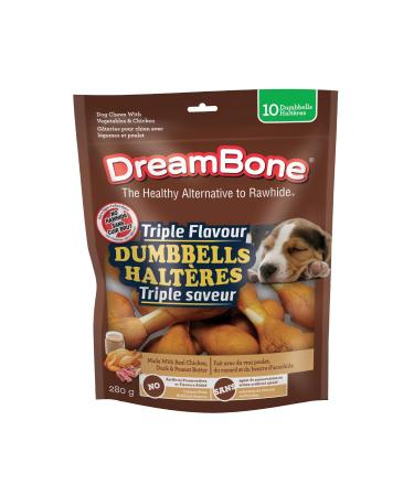 DreamBone Triple Flavour Dumbbells Peanut Butter (Artificial Free) 10ct 10oz 280g