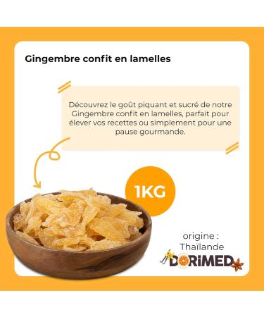 crystallized ginger 1 kg | Candied ginger strips | Sliced ginger | Sweet dried ginger | Sweet snack | IDEAL for recipes | Veg - Buy Online on GoSupps.com