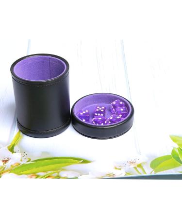 Purple PU Leather Dice Cup Set with Translucent Dice - Perfect for Liars Dice, Farkle, Yahtzee - Buy Online on GoSupps.com