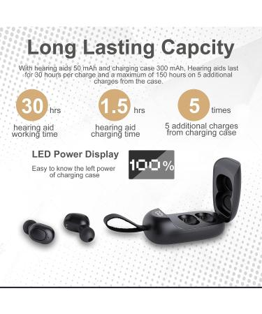 Rechargeable Digital Hearing Aids for Seniors with LED Display and Charging Case - Black - Buy Online on GoSupps.com