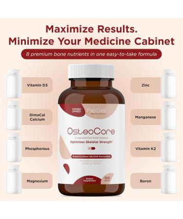 OsteoCore - Calcium Supplements for Women (1 Month Supply) Osteoporosis & Bone Health - Calcium Absorption - Vitamin D3 & Vitamin K2 Complex - Gluten Free, Non GMO, Made in USA by Heale - 120 Tablets - Buy Online on GoSupps.com