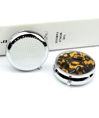 Round 3 Compartment Pill Box - Portable & Decorative Metal Organizer for Travel | International Shipping Available - Buy Online on GoSupps.com