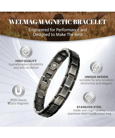 WELMAG WM Magnetic Bracelet for Men Recycled Stainless Steel Strength Magnets Adjustable Length Bracelets with Remove Tool Halloween Jewelry Gift - Buy Online on GoSupps.com