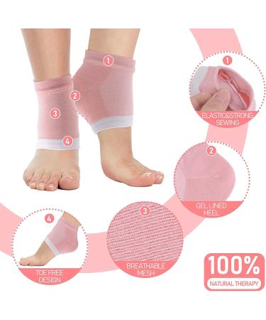 Sibba Gel Heel Socks - Moisturizing Treatment for Cracked Heels | Open Toe Day/Night Care for Soft, Beautiful Skin - Pink (2 Pairs) - Buy Online on GoSupps.com