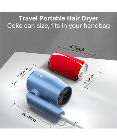 AIRYOMI Portable Travel Hair Dryer 1875W Dual Voltage Lightweight Blow Dryer with Folding Handle and Concentrator Attachment - Blue (EU Plug) - Compact Hairdryer for Men and Women - Buy Online on GoSupps.com