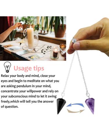 Xiannvxi 3-Piece Crystal Pendulum Set - Amethyst Obsidian & Tiger Eye for Prophecy Reiki & Witchcraft Supplies - Buy Online on GoSupps.com