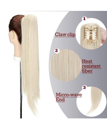 Premium 22 Bleached Blonde Ponytail Extension - Clip-in Micro-Wavy Hair Braid Heat-Resistant Realistic Look - International Shipping Available - Buy Online on GoSupps.com